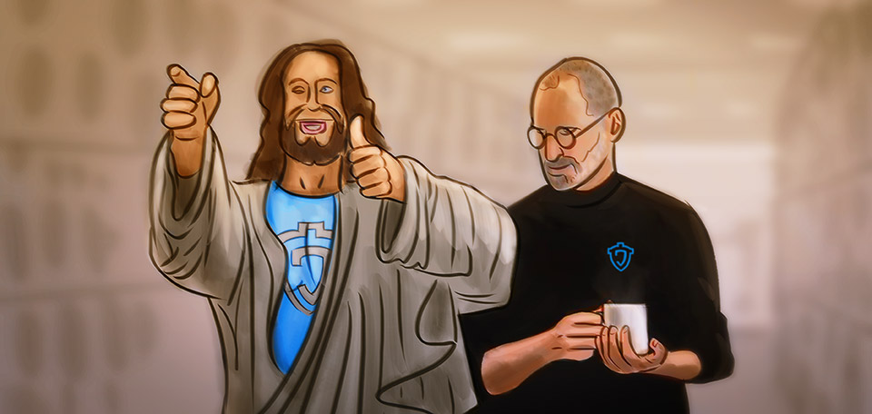 Jesus Meets with Steve Jobs - Digital Art by Matthias Zegveld