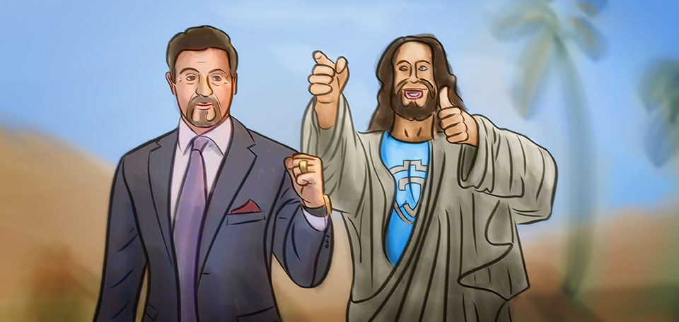 Jesus With Stallone - Digital Art by Matthias Zegveld